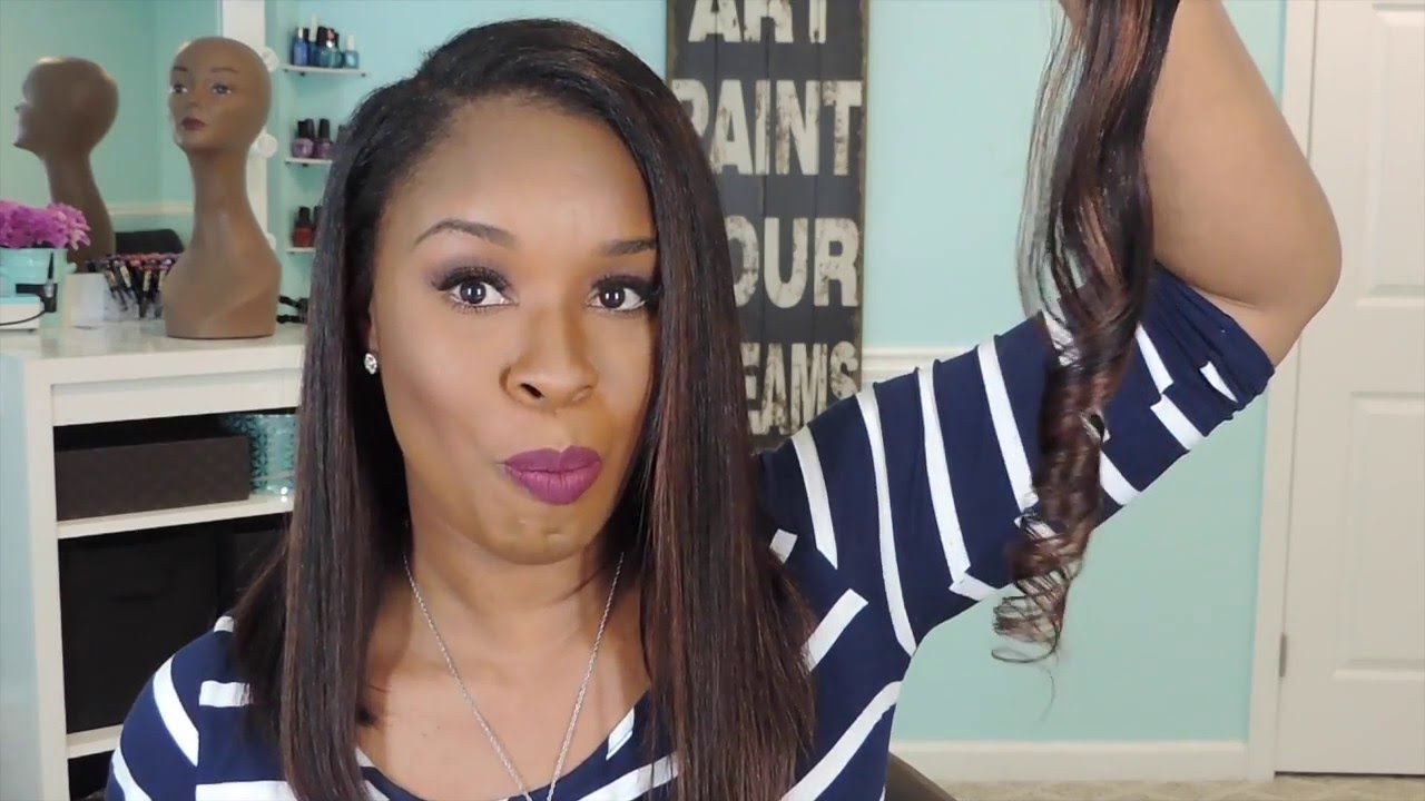 Long Bob Feat Outre Gem Yaki Hair Drok Brush Straightener Youtube