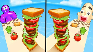 Tall Man Run | Sandwich Runner - All level Gameplay Satisfying Mobile Games (Android iOS)