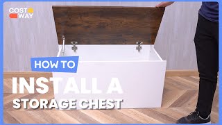 How to Install the Flip-top Storage Chest with Self-hold Cover | JZ10042 #costway #howto