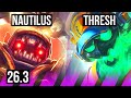 NAUTILUS &amp; Ezreal vs THRESH &amp; Aphelios (SUP) | 16K damage | KR Master | 26.3