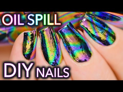 DIY Oil Spill / Oil Slick Nail Art