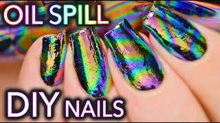 DIY Oil Spill / Oil Slick Nail Art