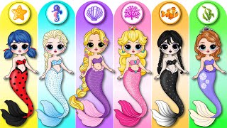 Disney Princess, Ladybug & Wednesday Become Mermaid | 30 DIY Arts & Paper Crafts
