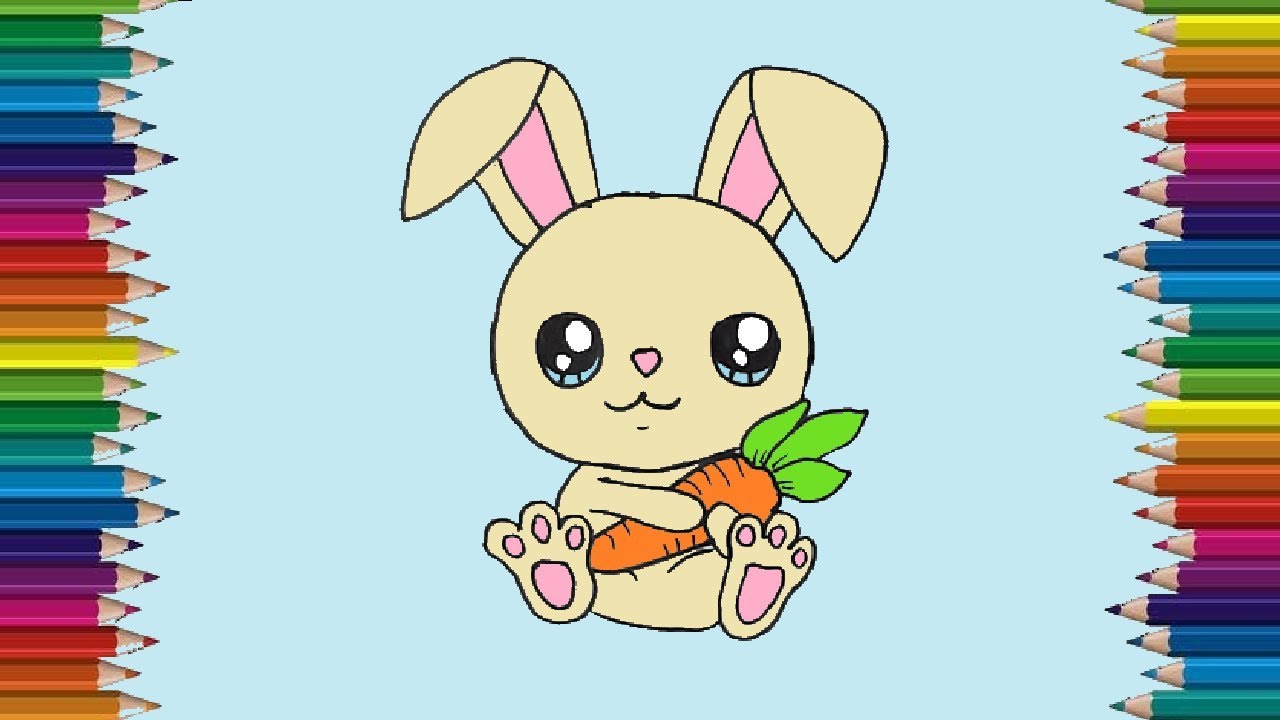 How to draw a bunny cute and easy for beginners - Cartoon Rabbit ...