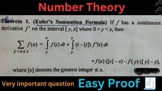 Statement and Prove Euler's Summation Formula (Number Theory) #theorems #exam  #importantquestion