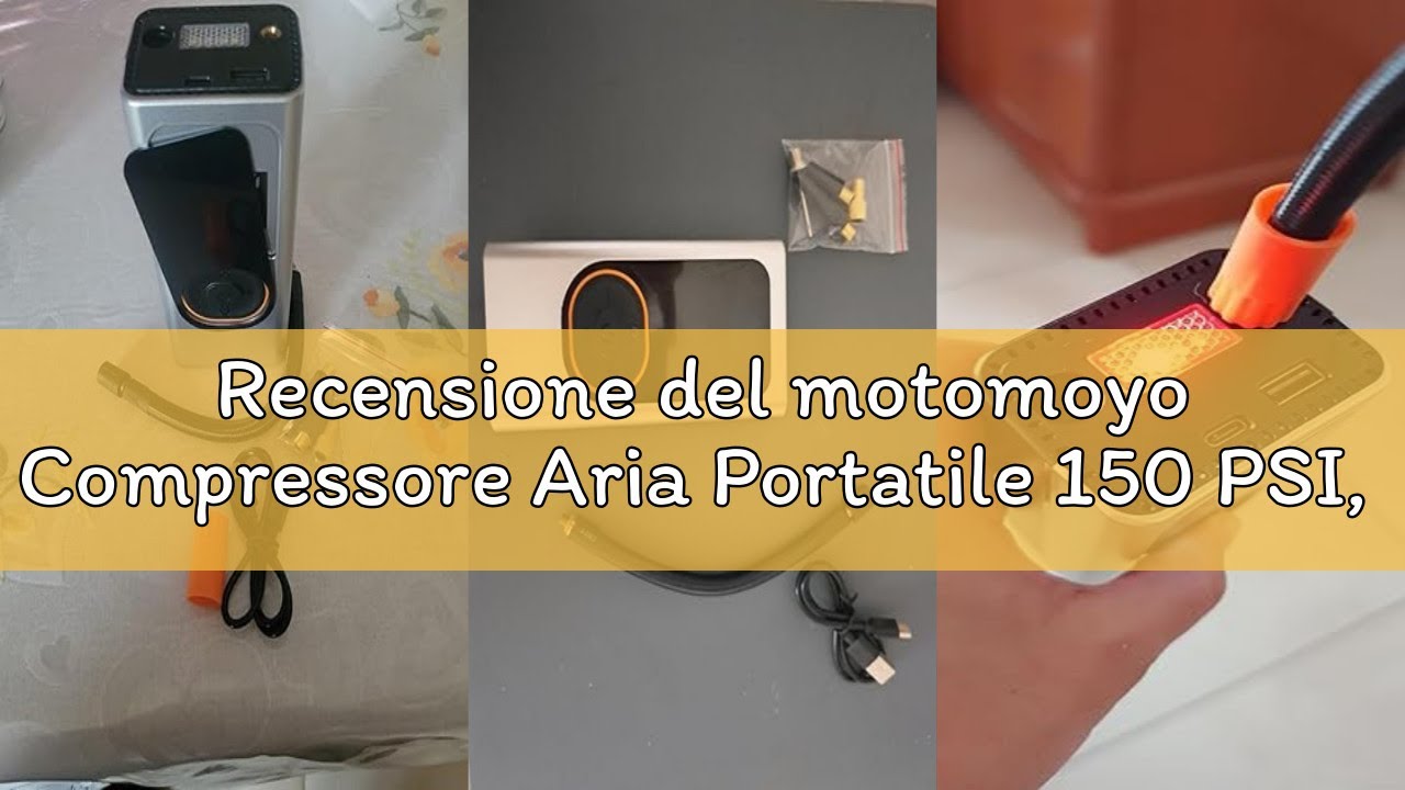 Recensione del motomoyo Compressore Aria Portatile 150 PSI, Pompa Elettrica Multifunzione con Scherm