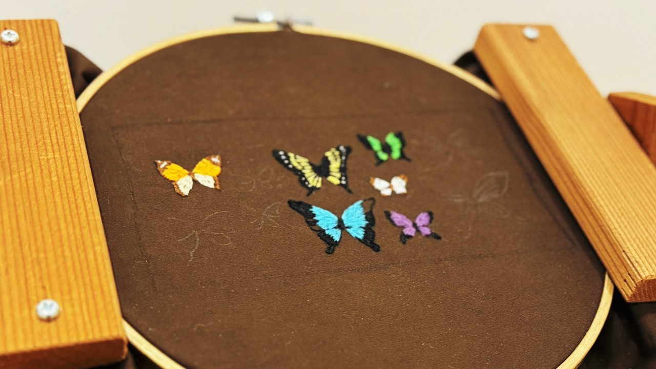 🔴蝶の標本みたいな刺繍をする② - YouTube