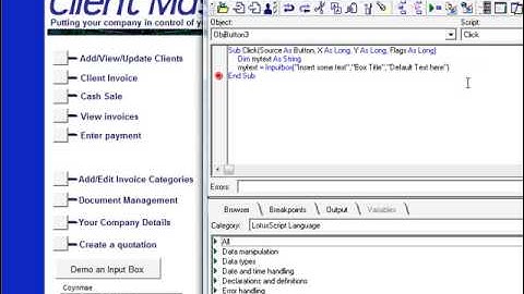 An input box with lotus script