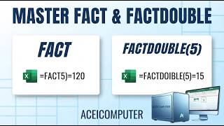 #aceicomputer  Excel में Factorial कैसे निकालें | FACT & FACTDOUBLE Functions in Excel Explained