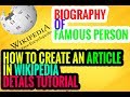 Comment crer une page de biographie dans wikipdia 100 de dtails et le meilleur