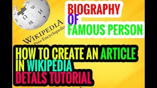 How to create biography page in wikipedia [100% details & best]