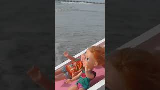Elsa &amp; Anna toddlers - ocean - beach - sand playing - Barbie dolls  #shorts