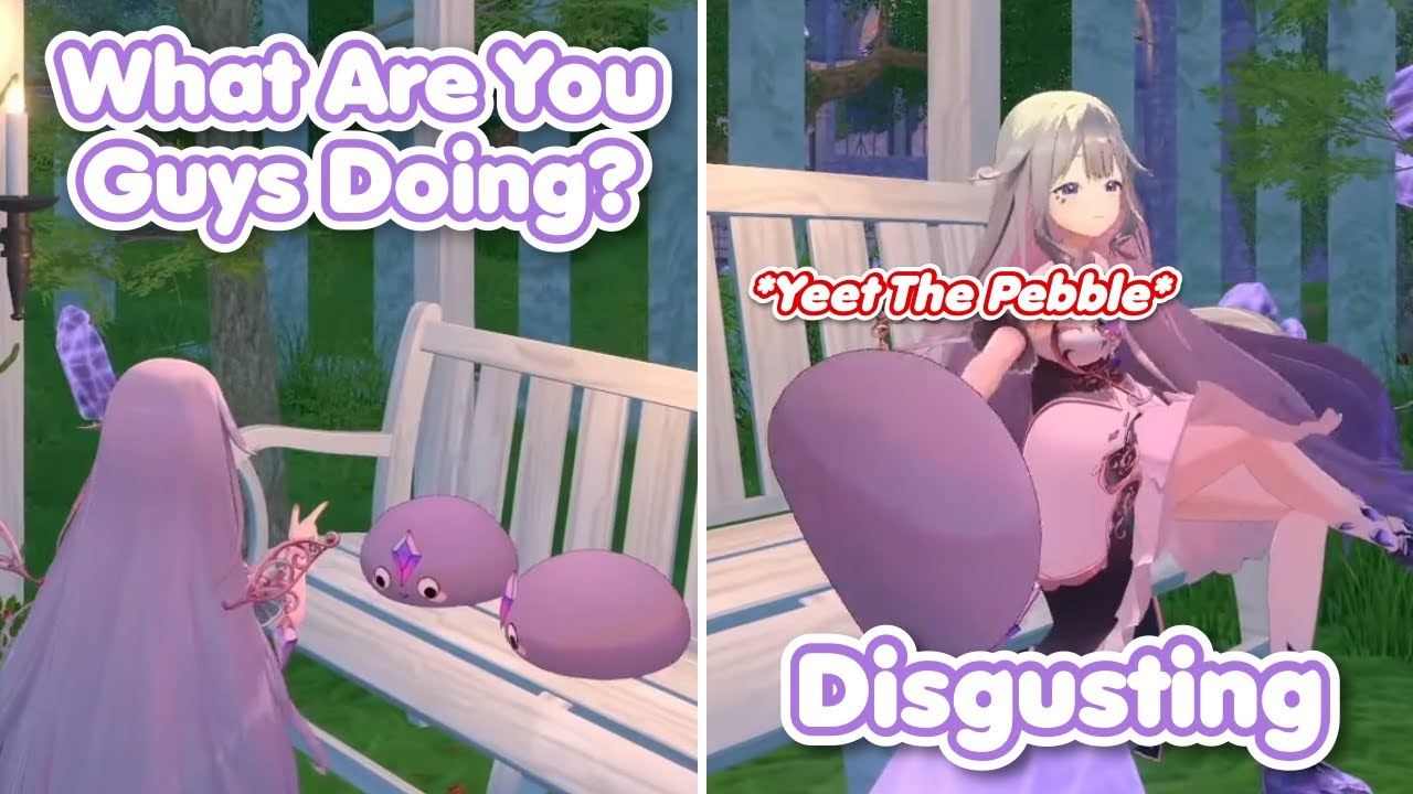 Biboo Catches a Pebble Flirting In Her World And Throws Him Off The Bench