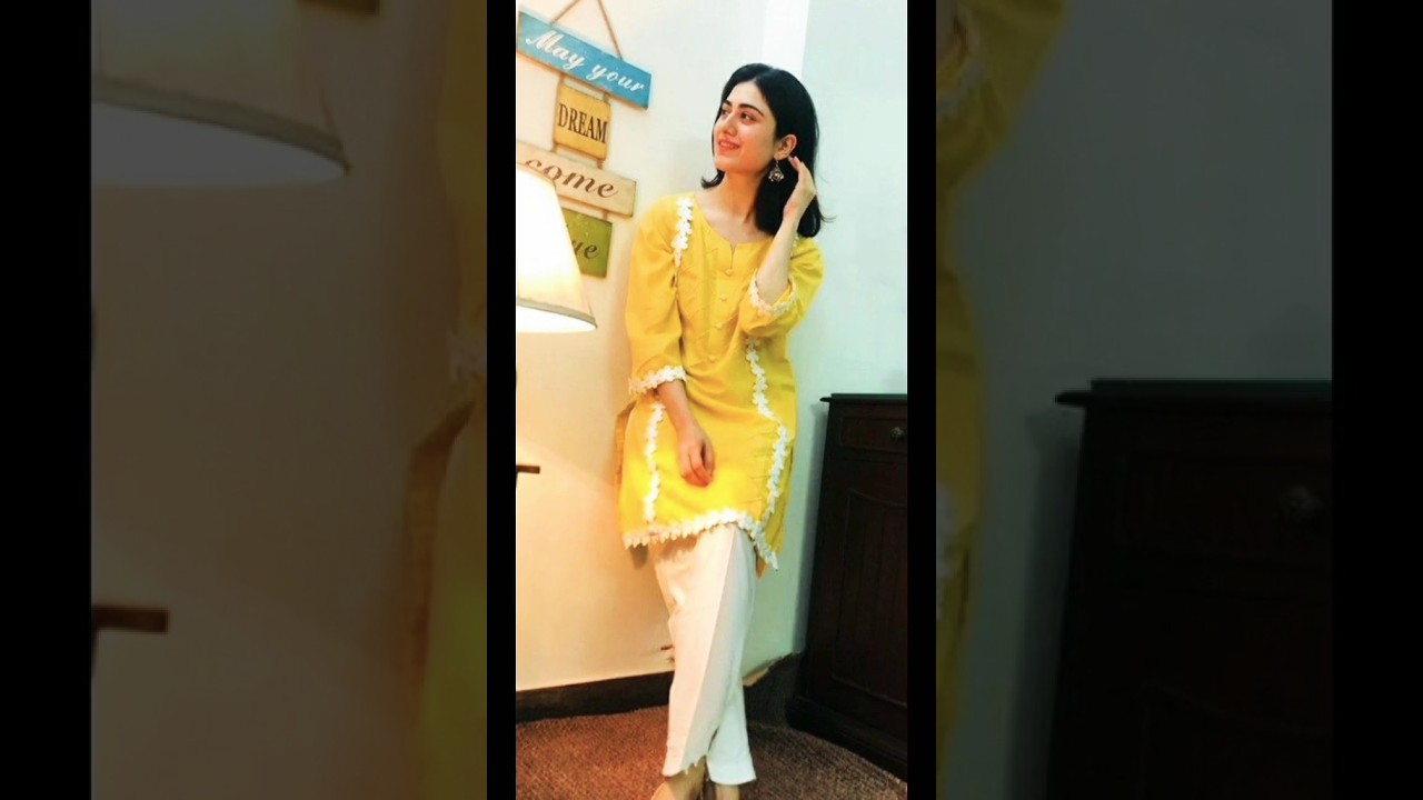 Simple yellow color lawn dress design 2023 