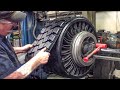 Incredible Giant Tire Renew Working Process. Modern Factory Machines Repair Tire Very Fast