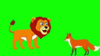 Lion & Fox/Green Screen Cartoon/Animals Greenscreen/Chromakey/Copyright free