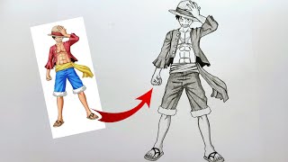 How to draw Monkey D Luffy full body | step by step