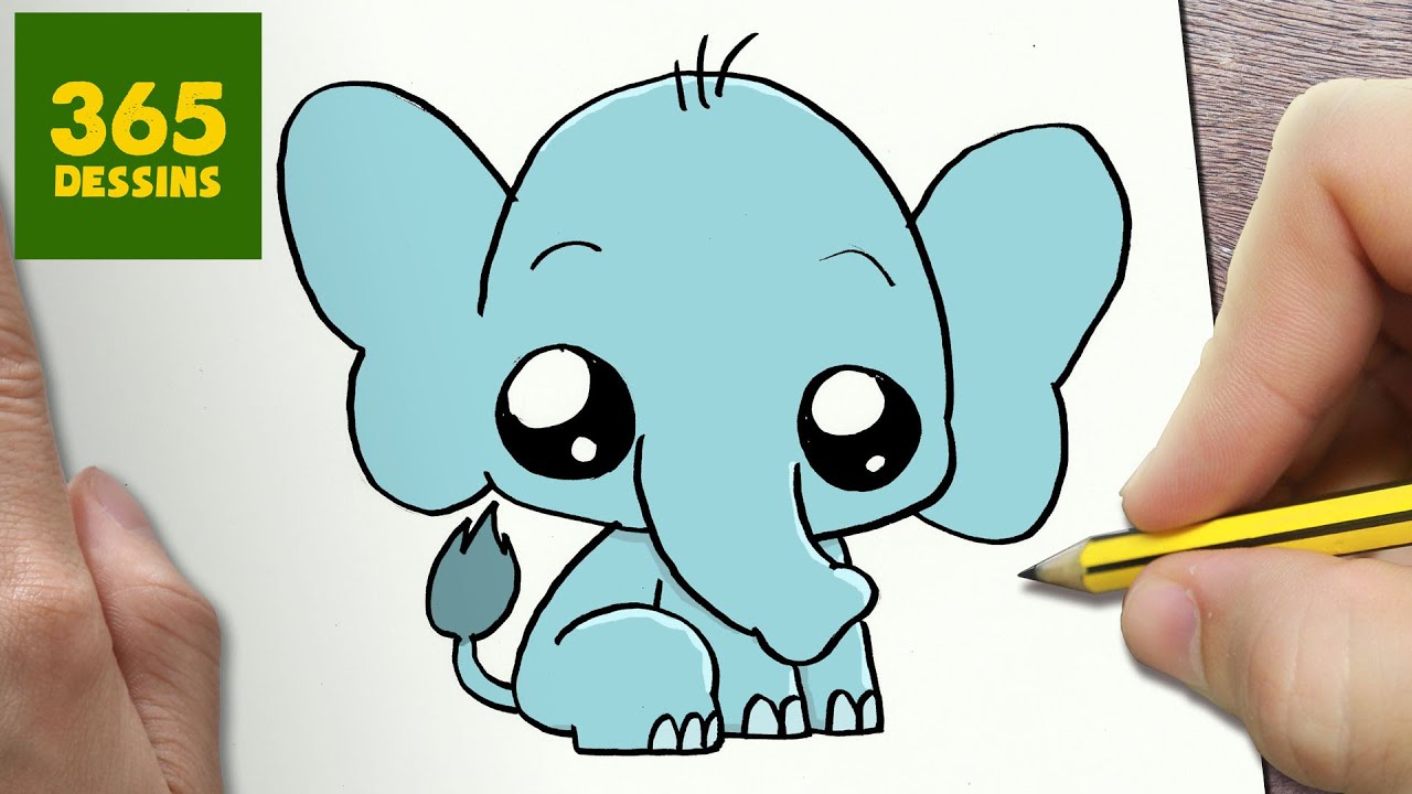 COMMENT DESSINER ÉLÉPHANT KAWAII ÉTAPE PAR ÉTAPE - Dessins kawaii facile - YouTube