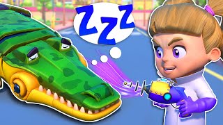 LIVE!  Crocodile Is Exhausted from Late Nights!  Animacars Teach Vital Lessons!