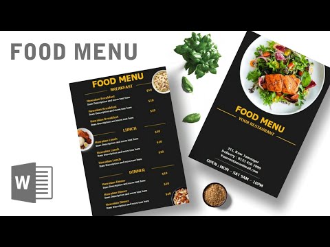 Food menu design for Restaurant | Using ms Word Free Download