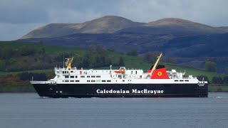 CalMac ferry Isle of Lewis departing the Clyde following repairs