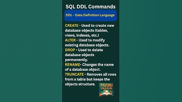 SQL DDL Commands | CREATE, ALTER, DROP, RENAME, TRUNCATE | #shorts #sql
