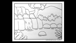 Cara Mudah Menggambar Air Terjun Untuk Pemula