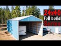 Building a pole barn | 24x40 post-frame carport | Full time-lapse construction