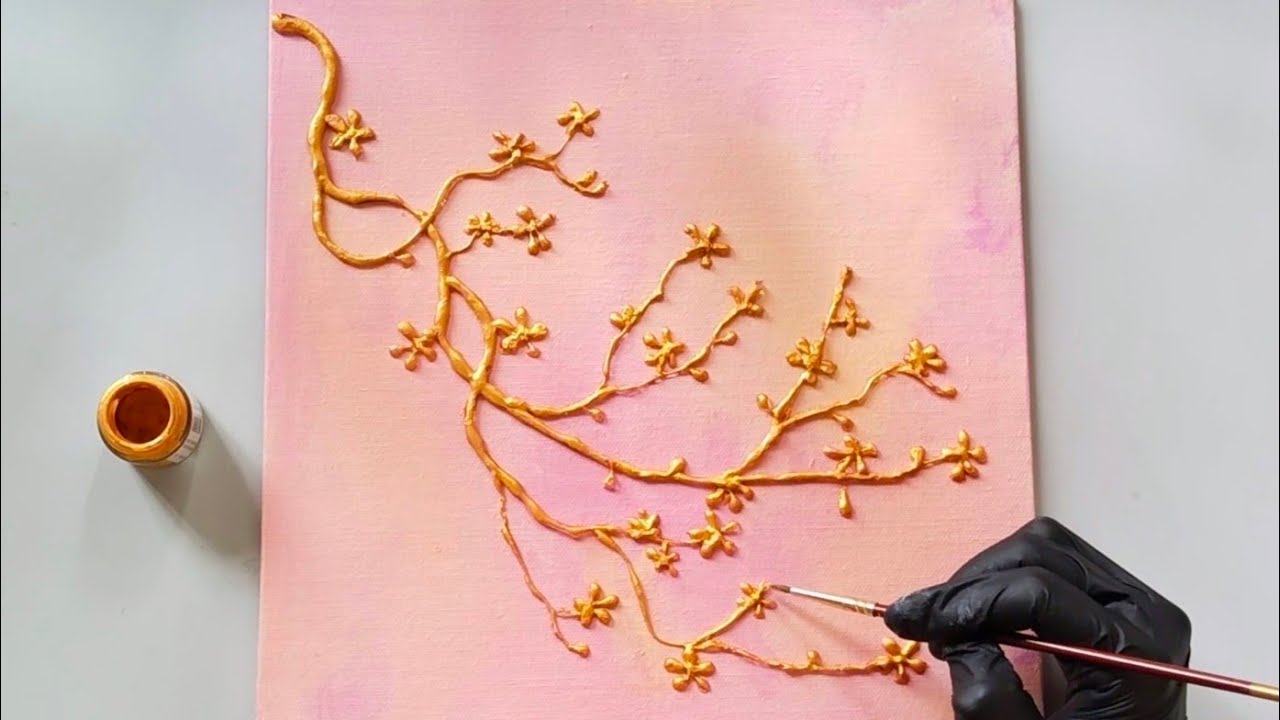 Easy Cherry Blossom DIY | Glue Gun & Acrylic Pour Tutorial - YouTube