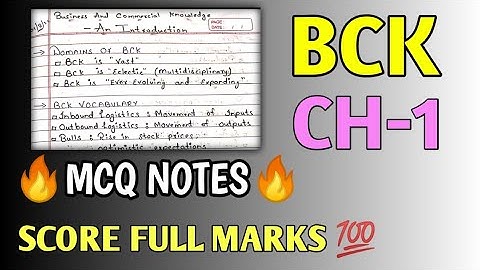BCK Chapter 1 Full MCQ 💯 BASED NOTES | CA FOUNDATION | introduction to BCK