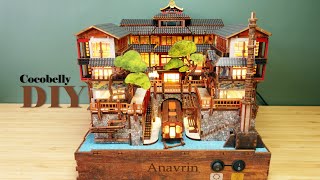 Anavrin Ginzan Onsen Book Nook | DIY Miniature Dollhouse Crafts | Relaxing Satisfying Video