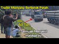 Truck trailer menyalip berbelok patah di bukit kodoksemua menjerit melihat ini truk trailer nanjak