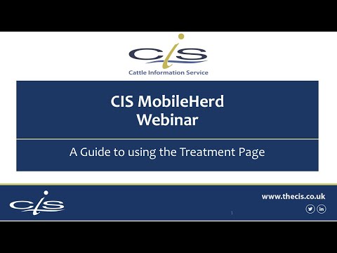 CIS MobileHerd Webinar: A Guide on how to use the Treatment Page