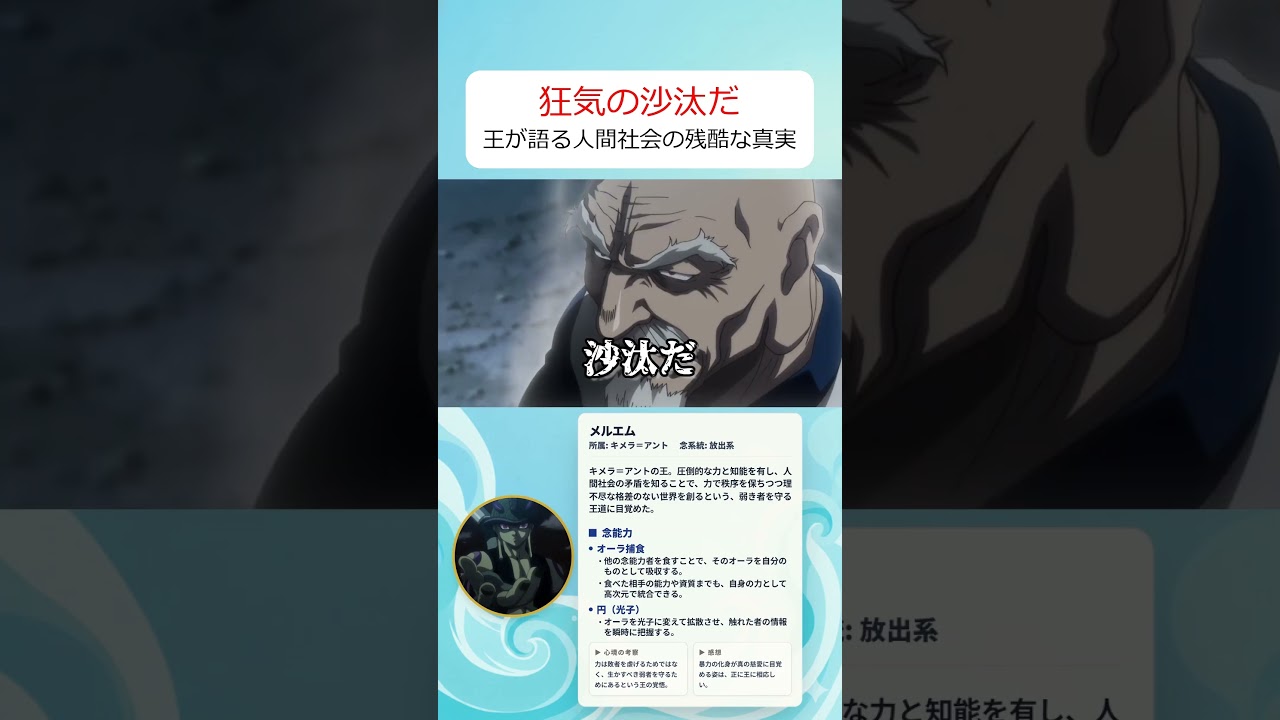 弱者を守るために戦うメルエムがネテロを説得しようとする件