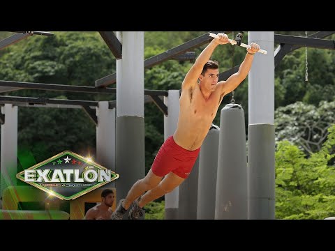 Competencia en la pista acrobática de las tirolesas del Exatlón. | Exatlón México