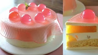 Peach whipped cream cake | Angel's Peach Cake | Entremet Cake
