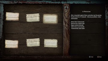 NOTICES: In Memoriam (Witcher 3 In-Game Lore Read Aloud)