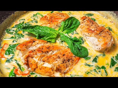 Creamy Chicken and Spinach - ქათამი ნაღების სოუსში ისპანახით
