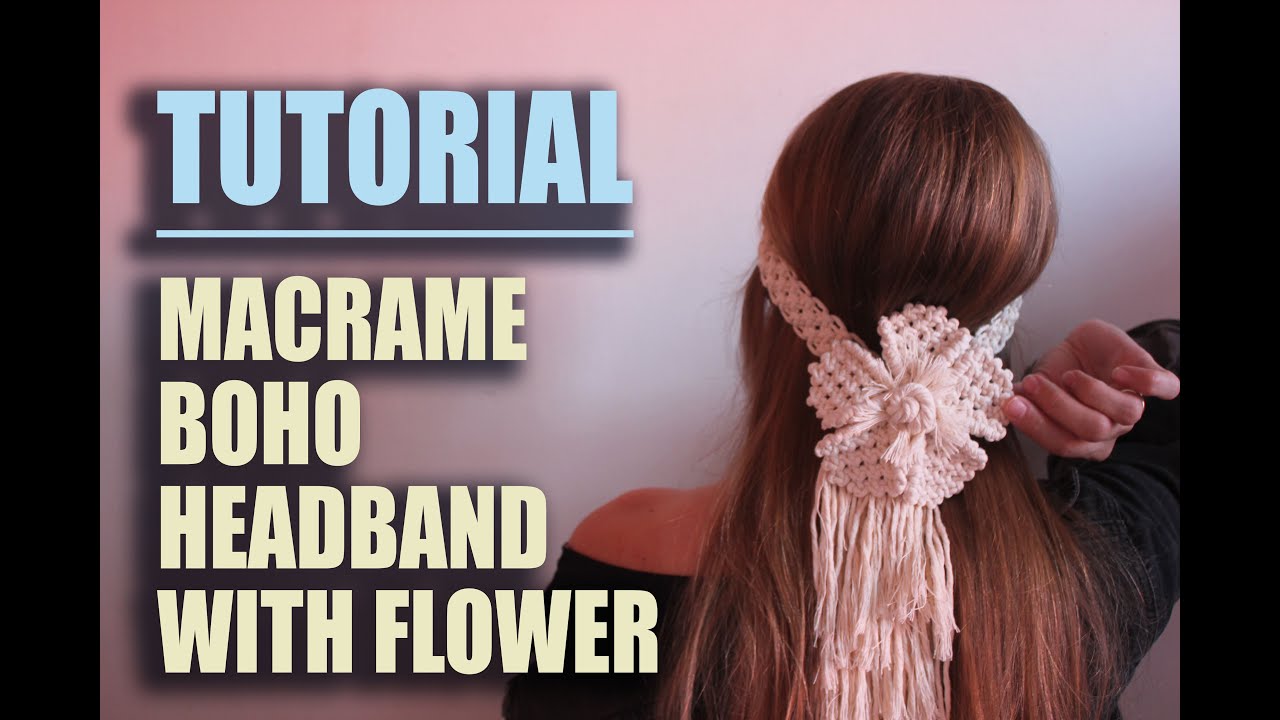 Macrame boho HeadBand with Flower Tutotial - YouTube