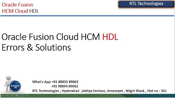 Oracle Fusion Cloud HCM Data Load | HDL | HDL Errors resolve | Real time Training | Placement