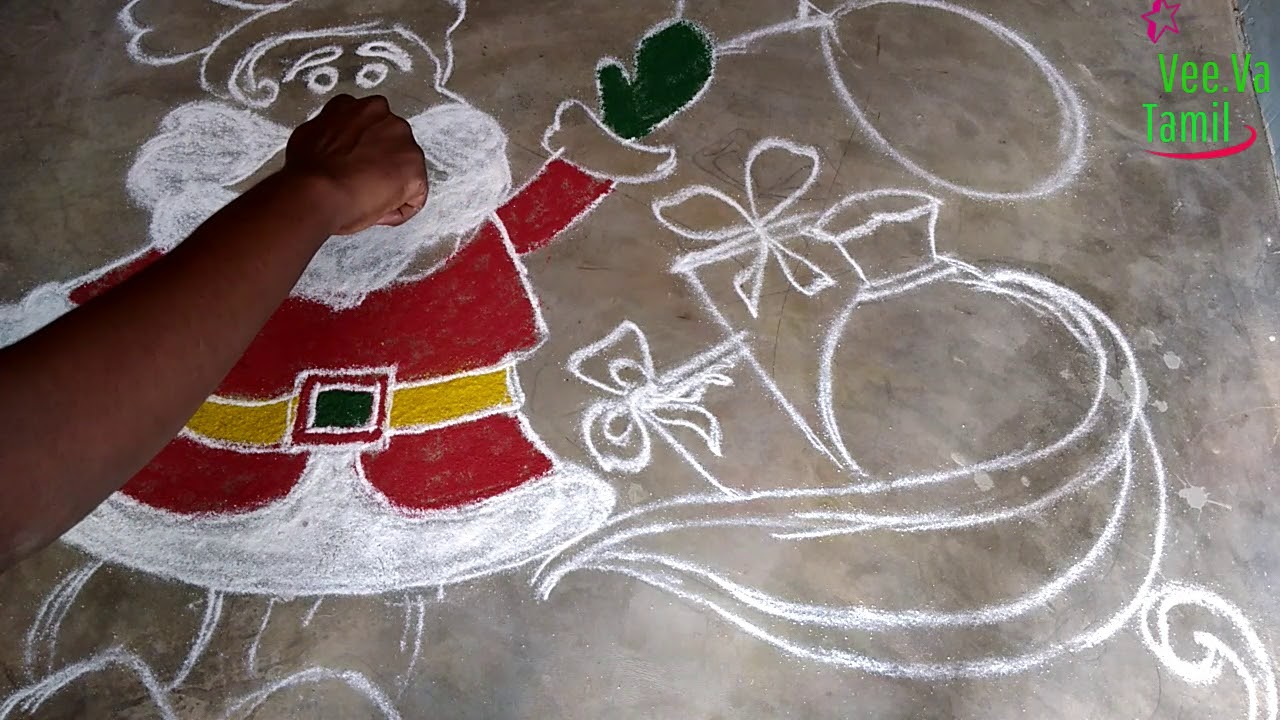 21Christmas rangoli kolam|santa drawing |kolam for christmas ...