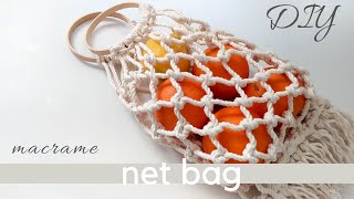 Macrame net bag: DIY tutorial, easy market bag with handles, step by step pattern for beginners #3