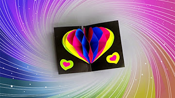 DIY - 3D HEART POP UP CARD (RAINBOW HEART CARD) - TUTORIAL / DIY CARDS