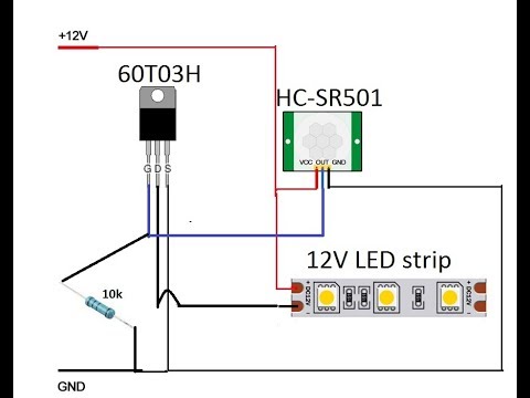 PIR-датчик (HC-SR501) с управлением светодиодной лентой на основе транзистора Mosfet