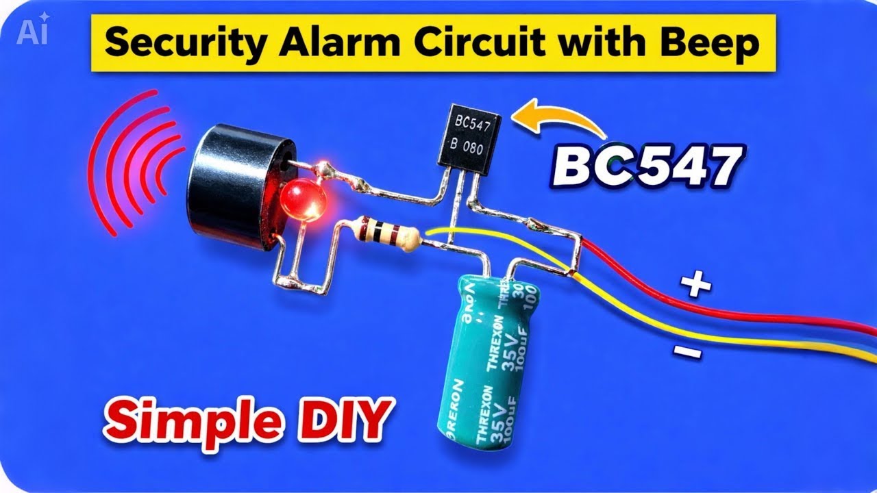 Make a Powerful Security Alarm Using BC547 Transistor | Easy DIY ...