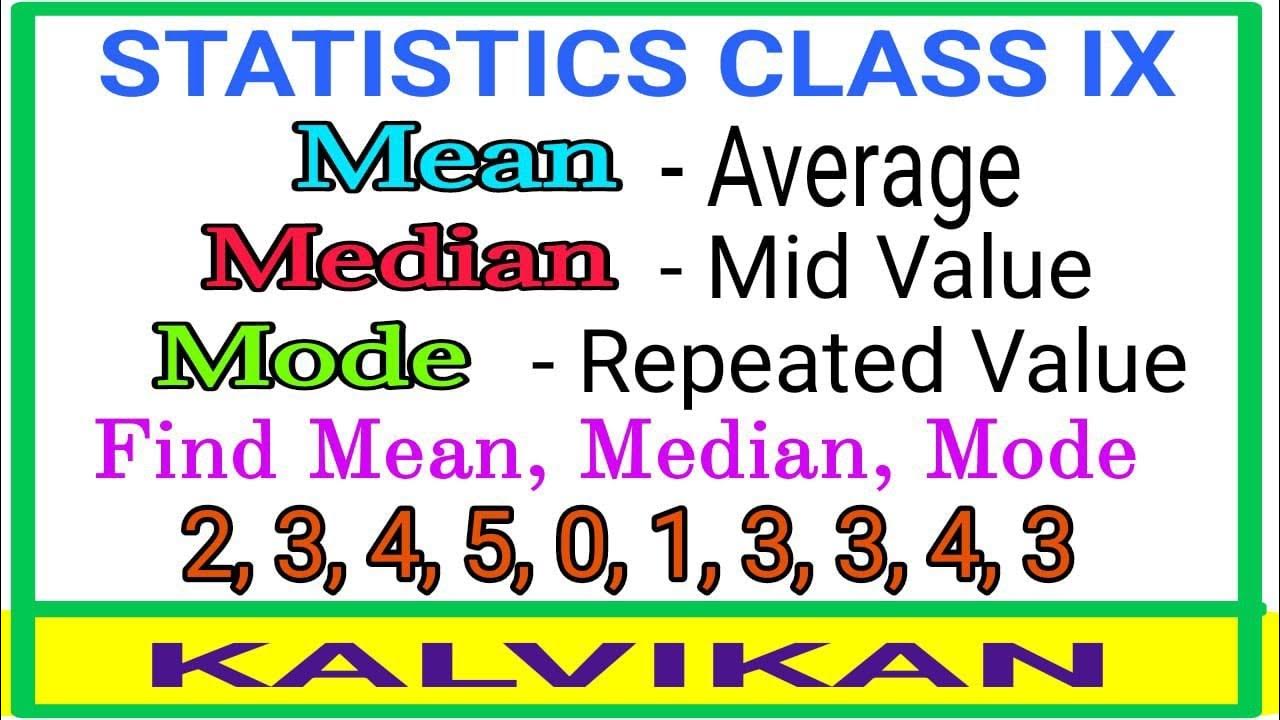 Mean Median Mode In Tamil Statistics Class 9 In Tamil Kalvikan