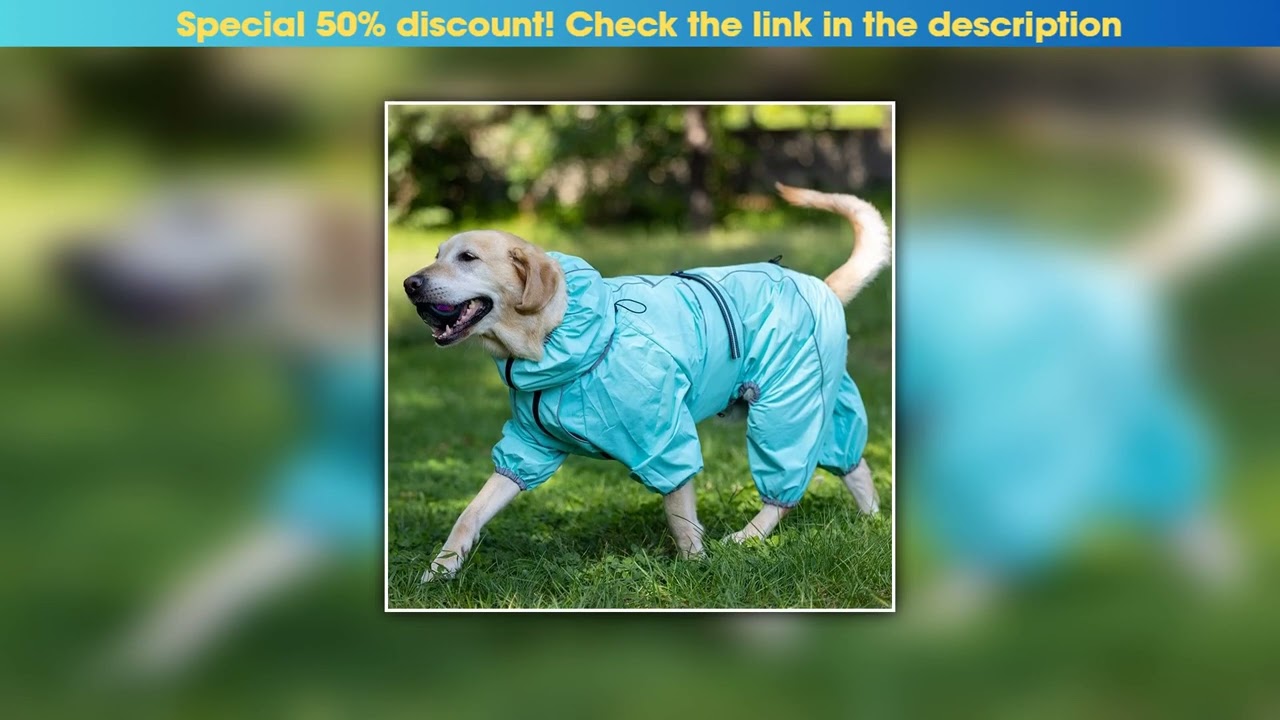 Today Only Dog Raincoat for Large Dogs Soft Breathable Snow-Proof Windproof Pet Rain Jacket Safety•