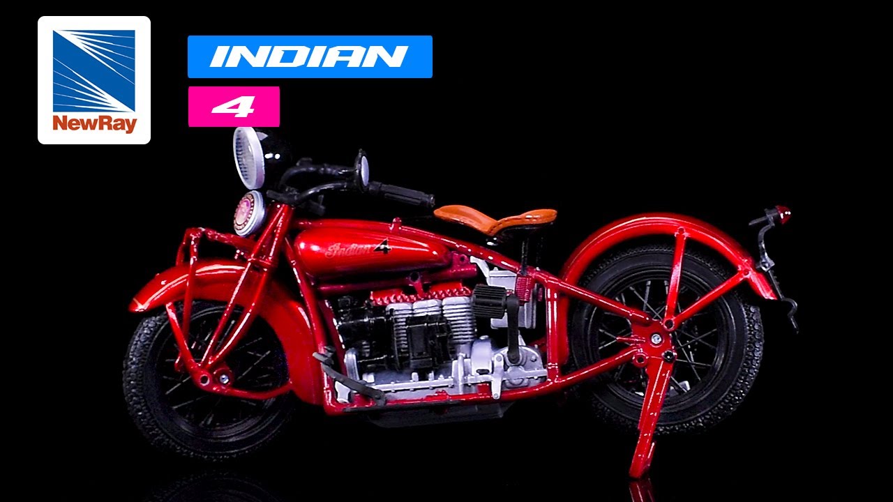 1930 Indian 4 Red 1/12 Diecast Motorcycle Model by New Ray - YouTube