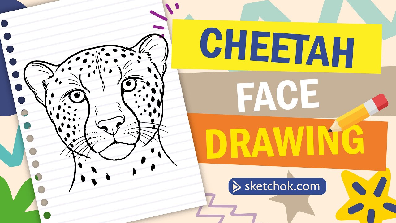 Cheetah Face Drawing 🐆 Easy Front View Tutorial