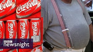 How much sugar is in a Coca-Cola supersize cup? - BBC Newsnight screenshot 4